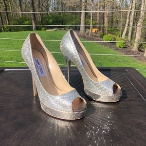 Jimmy Choo ‘Dahlia’ Glitter Peep-Toe Pump